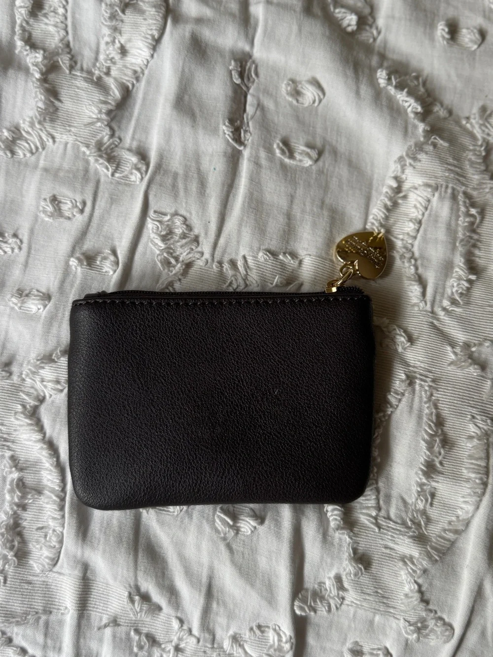 Juicy Couture Black Zip Pouch with Gold Heart Charm